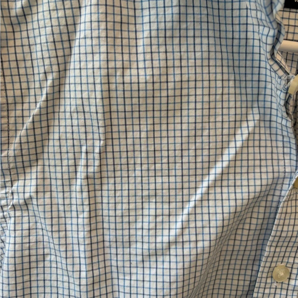 Boys large 16 Blue Check stripe dress casual longsleeeve button down shirt